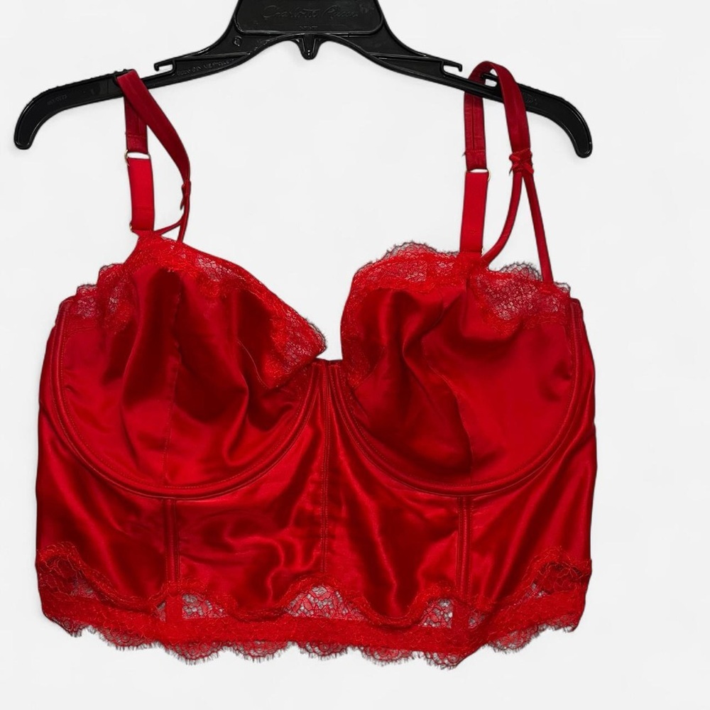 Victoria's Secret Red Satin Lace Bralette